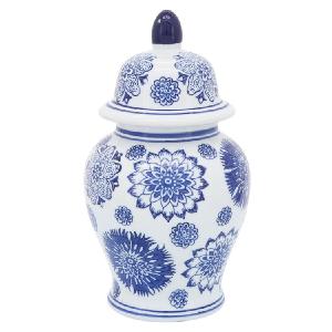 10" Ceramic Assorted Flowers Temple Jar - Blue Many Kinds Of Cheap Online
