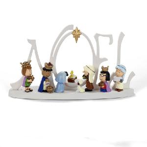 10" Battery-Operated LED Peanuts Lighted Nativity Scene Visit For Sale