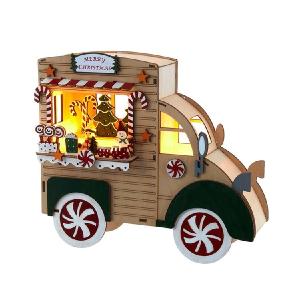 10" Battery-Operated Lighted Merry Christmas Gingerbread Truck Fashion Style For Sale