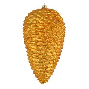 10" Antique Gold Matte Glitter Pine Cones 2 Per Box Online Online Outlet Sale