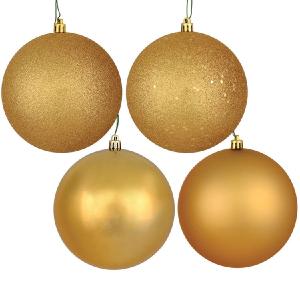 10" Copper/Gold Four-Finish Ball Christmas Ornaments 4 Per Bag Best