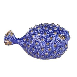 10" Blue Ceramic Puffer Fish Sale Cheap Pice