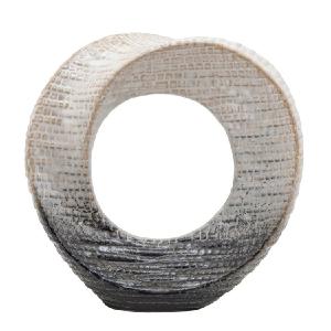 10" Ceramic Ring Sculpture Tabletop Decor - Cream Discount Online