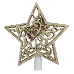 10" Brown Star with Cutout Design Lighted Christmas Tree Topper with Clear Lights Cheap Sale Excellent