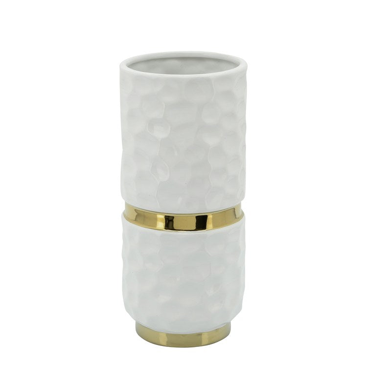 10" Belted Vase - White/Gold Latest Sale Online