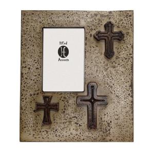Distressed 3-Crosses Picture Frame, Cream Buy Cheap Pices