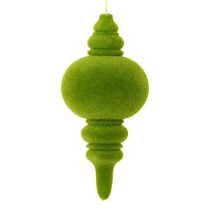 10" Moss Green Flocked Finial Ornaments 3 Per Bag Sale Reliable