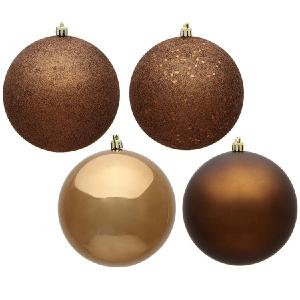 10" Mocha Four-Finish Assorted Ball Ornaments 4 Per Bag Buy Cheap Footlocker Finishline