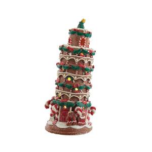 10" Leaning Tower of Pisa with C7 Bulb Gingerbread House Outlet Get To Buy