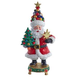 10" Jolly Jingles Santa Figurine with Tree Accents Discount Outlet Store