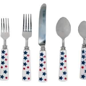 White Patriotic Star Five Piece Flatware Set Buy Cheap Footlocker
