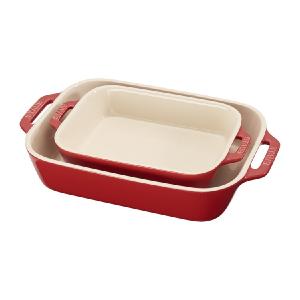 Two-Piece Ceramic Rectangular Baking Dish Set - Cherry Cheap Sale Pick A Best