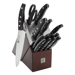 Twin Signature 15-Piece Self-Sharpening Knife Block Set - Brown For Sale For Sale