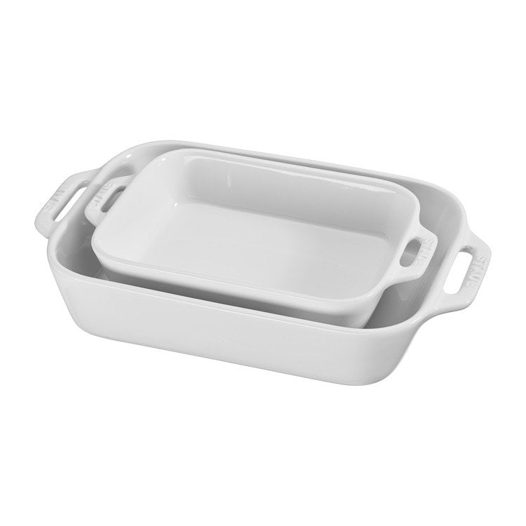 Two-Piece Ceramic Rectangular Baking Dish Set - White Buy Cheap Best Sale