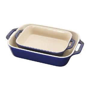 Two-Piece Ceramic Rectangular Baking Dish Set - Dark Blue Cheap Sale 2025 New