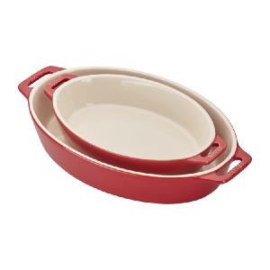 Two-Piece Ceramic Oval Baking Dish Set - Cherry Cheap Fake