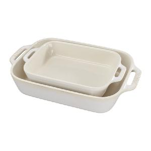 Two-Piece Ceramic Rectangular Baking Dish Set - Rustic Ivory Cheap Store