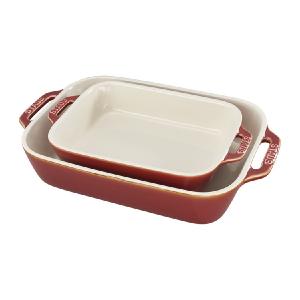 Two-Piece Ceramic Rectangular Baking Dish Set - Rustic Red Free Shipping Best Pices