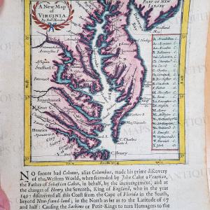 1685 - A New Map of Virginia and Mary-Land - Antique Map Quality Free Shipping For Sale