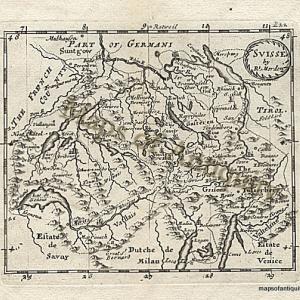 1688 - Suisse by Robt. Morden - Antique Map For Cheap Sale Online