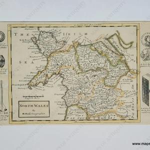 1724 - North Wales - Antique Map Cheap Sale New Arrival
