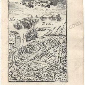 1683 - Isle de Cayenne - Antique Print Free Shipping Sale Online