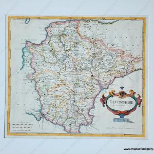 1695 / 1722 - Devonshire - England - Antique Map Outlet 2025 New