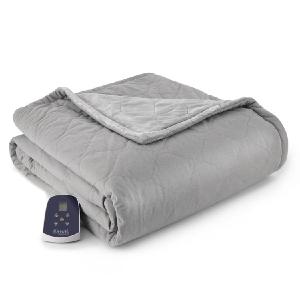 The Premier Micro Flannel Reverse to Ultra Velvet Heated Throw - Smoke/Smoke Grey Outlet Store Online