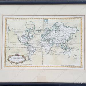 1764 - Carte Reduite du Globe Terrestre - Antique Map Free Shipping High Quality