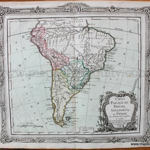1766 - Chili, Paraguay, Bresil, Amazones, et Perou. - Antique Map Discount Footlocker Pictures