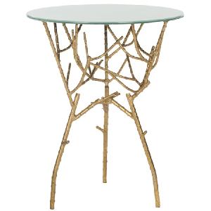 Tara Branched Glass Top Accent Table - Gold/White Online Sale