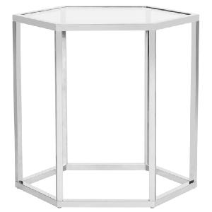 Teagan Glass End Table - Chrome Browse Cheap Pice