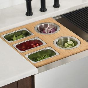 Workstation Kitchen Sink Serving Board Set with Stainless Steel Bowls Outlet Discount Sale