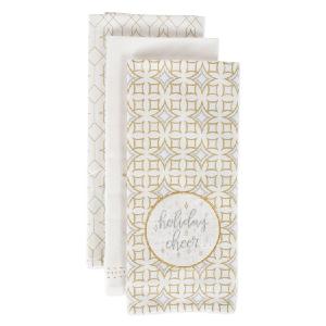 Winter Sparkle Embellished Dish Towels Set of 3 Assorted Wiki For Sale