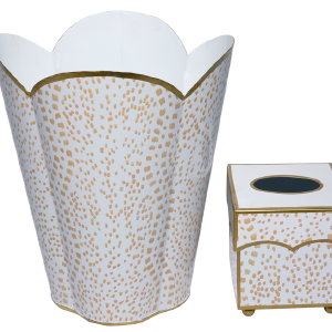 Brown Polka Dot Wastepaper Basket & Tissue Holder Cheap View