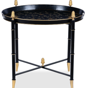 Black Round Tray Table with Gold Finials Online Cheap Pice