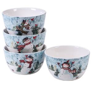 Watercolor Snowman Ice Cream Bowls Set of 4 Top Quality Cheap Pice