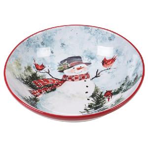 Watercolor Snowman Serving/Pasta Bowl Reliable Online