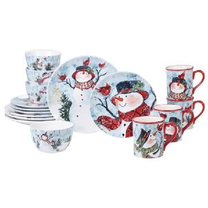 Watercolor Snowman 16-Piece Dinnerware Set Clearance Largest Supplier