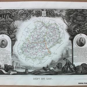 1851 - France - Dept. du Lot. - Antique Map Buy Cheap 2025 Unisex