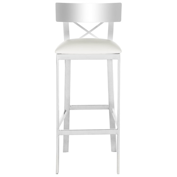 Zoey 39" Stainless Steel Cross Back Bar Stool - White/Chrome Free Shipping Cheap Real
