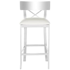 Zoey 35" Stainless Steel Cross Back Counter Stool - White/Chrome Sale Explore
