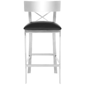 Zoey 35" Stainless Steel Cross Back Counter Stool - Black/Chrome Footaction Online
