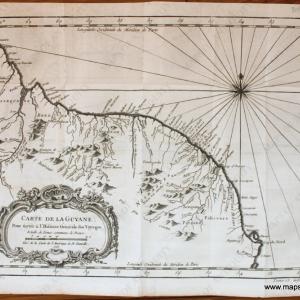 1757 - Carte de La Guyane - Antique Map Sale Online Online