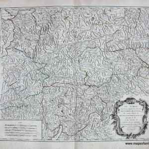 1753 - Le Tyrol, Austria - Antique Map Cheap Store