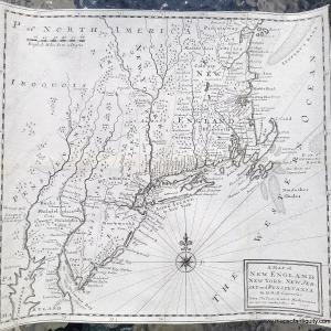 1730 - A Map of New England, New York, New Jersey and Pensilvania  - Antique Map Buy Cheap Visit New