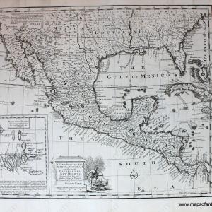 1747 - A New and Accurate Map of Mexico or New Spain together with California, New Mexico, &c. - Antique Map Professional Cheap Pice