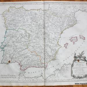 1750 - Spain - Hispania Antiqua - Antique Map Free Shipping Perfect