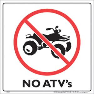 Voss Signs 310 ATV WP Plastic Sign 12" - White #310 ATV WP Clearance Pre Order