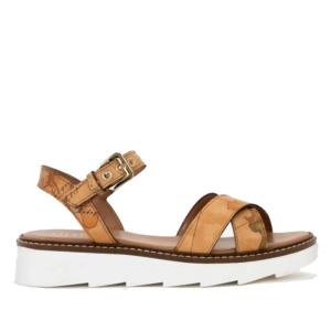 Sandali Donna con Fasce Incrociate 1A Classe Alviero Martini in Nappa stampa Geo Classic 0170 Outlet Countdown Package